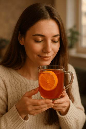 Orangen Früchtetee kaufen, fruchtiger Tee mit Orangenschalen für heißen und kalten Genuss