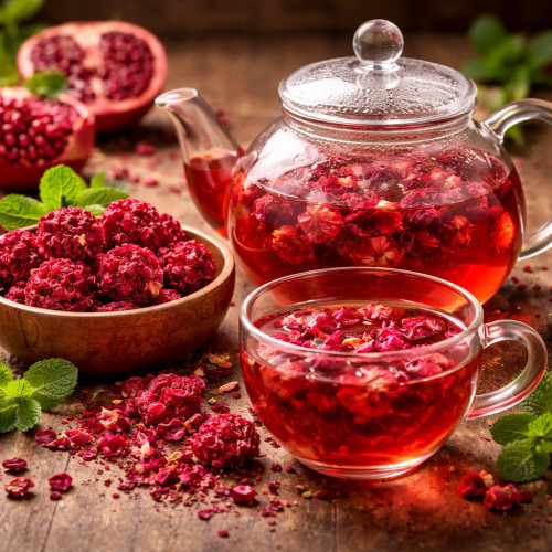 Granatapfel Blüten kaufen für Tee Deko Desserts und Cocktails aromatisch und vielseitig