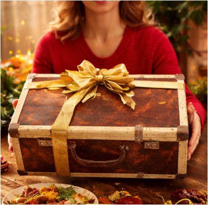 Retro Gewürzkoffer Mystery Box mit Gewürzen, Tee oder Kräutern, Überraschungspaket im Wert von 100 Euro