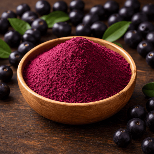 Acai Pulver aus Beeren schonend verarbeitet, fruchtiges Beerenpulver für Smoothies, Müsli und Desserts