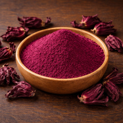 Hibiskusblüten gemahlen kaufen, fruchtiges Hibiscus Pulver für Tee Getränke und Küche