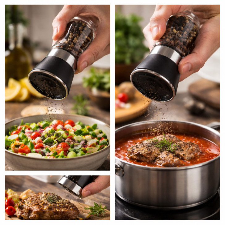 Edelstahl Handmühle für Pfeffer Salz Gewürze kaufen kompakt und verstellbar
