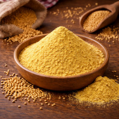 Senfmehl goldgelb kaufen, gemahlene Senfkörner für Küche und Marinaden