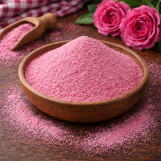 Rosenblütenblätter gemahlen kaufen, feines Rosenpulver für Tee Desserts und Küche