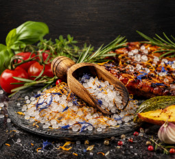 Blütensalz-mischung, für kreative Gerichte, farbenfroh, dekoratives Salz für Küche und Genuss (Flower Salt Blend)