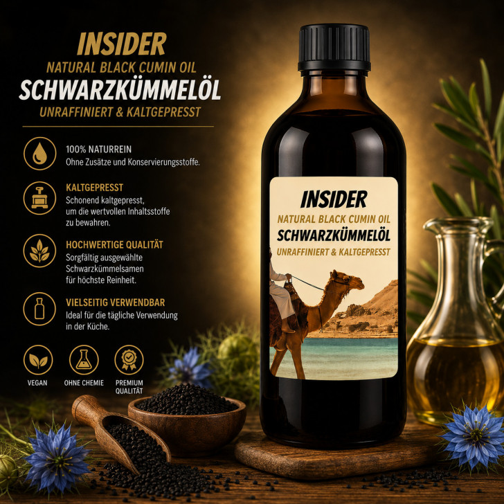Schwarzkümmelöl kaltgepresst ungefiltert kaufen Nigella sativa Öl