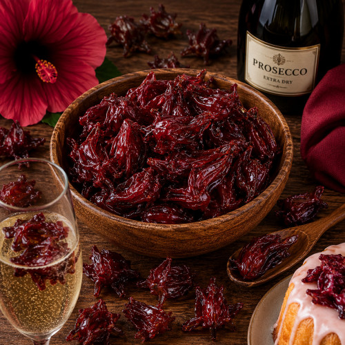 Hibiskusblüten kandiert für Prosecco Desserts Kuchen Deko kaufen