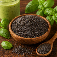 Basilikum Samen für Müsli Smoothie und kreative Küche (Basil Seeds)