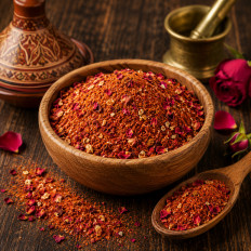 Rosenharissa, spicy Gewürz mit essbaren Rosen für orientalische Küche (Rose Harissa Spice)