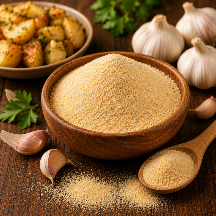 Knoblauch gemahlen kaufen, gemahlener Knoblauch Gewürz für Küche, Saucen, Fleisch und Gemüse