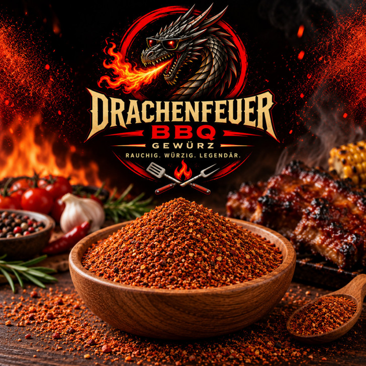 Drachenfeuer Tasty BBQ Gewürz kaufen, BBQ Würze für Grillfleisch und Gemüse Drachenfeuer Tasty BBQ Gewürz kaufen, BBQ Würze für Grillfleisch und Gemüse